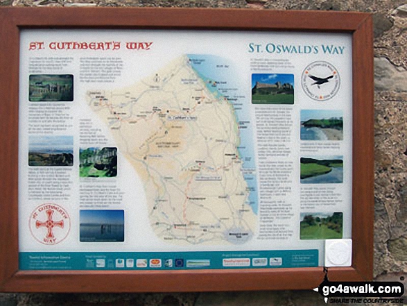 Walk n103 Emmanuel Head on Holy Island (Lindisfarne) - The St Cuthbert's Way Information Plaque at Lindisfarne Priory on Holy Island