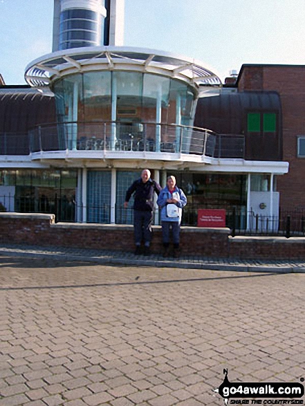 Walk tw100 The River Tyne from Gateshead Millennium Bridge (Baltic Square) - Friends Joy and John at Segedunum Museum at start  - Walking The Hadrian's Wall Path National Trail - Day 1