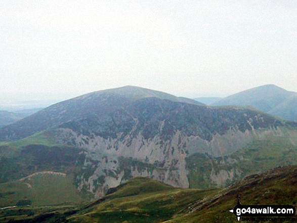 Walk gw188 The first part of the Nantlle Ridge from Rhyd-Ddu - Mynydd Mawr (Llyn Cwellyn) from Trum y Ddysgl - with Moel Eilio (Llanberis) (beyond right)