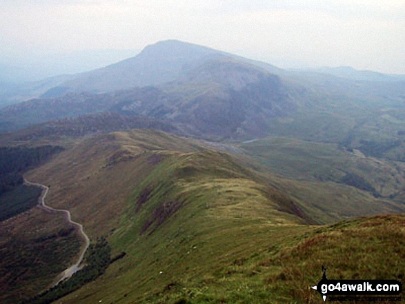 Moel Hebog, Moel Lefn and Moel yr Ogof from Trum y Ddysgl with Bwlch-y-Ddwy-elor bottom left 