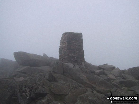 Walk cw180 Carnedd Moel Siabod, Y Foel Goch and Gallt yr Ogof from Pont Cyfyng, Capel Curig - Carnedd Moel Siabod summit in mist