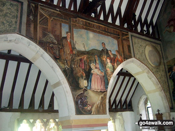 Walk es144 Firle Beacon from Alfriston - The interior of Berwick Church