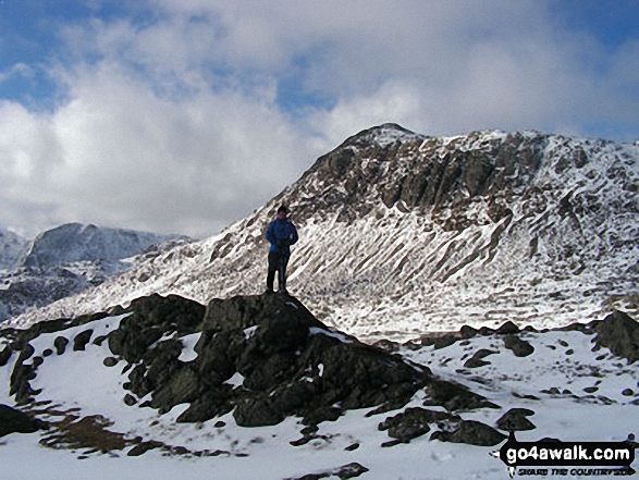 Bow Fell (Bowfell) from the Three Tarns col between Crinkle Crags and Bow Fell (Bowfell)