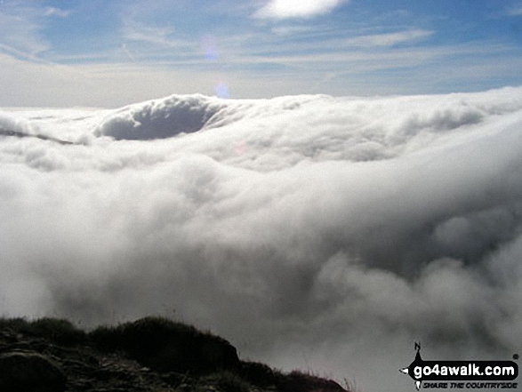 Walk c220 Helvellyn via Striding Edge from Glenridding - St Sunday Crag shrouded in cloud from Dollywaggon Pike