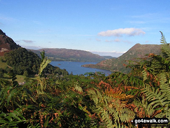 Walk c220 Helvellyn via Striding Edge from Glenridding - Ullswater from near Lanty's Tarn