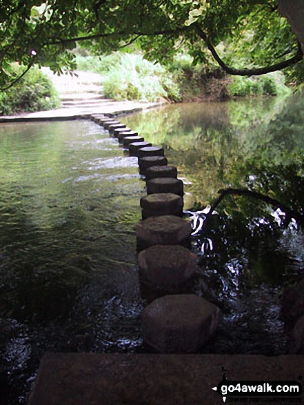 Walk su121 Ockley Hill from Farthing Downs - Stepping Stones across the River Mole on the North Downs Way