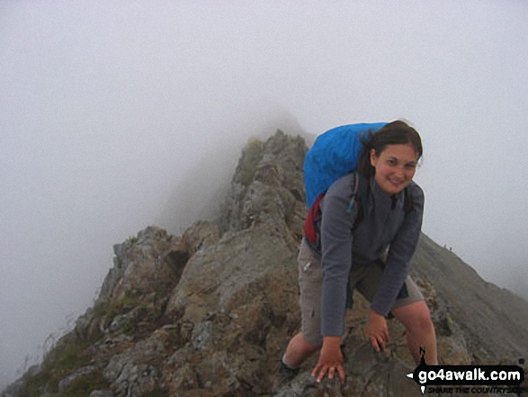 Walk gw136 The Snowdon (Yr Wyddfa) Horseshoe from Pen y Pass - Debbie Flint on Crib Goch