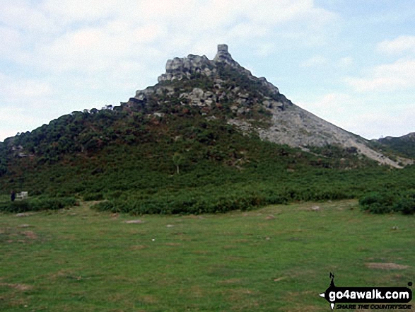 Walk de106 The Valley of Rocks from Lynton - Castle Rock from the South West Coast Path in The Danes or Valley of Rocks