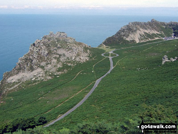 Walk de106 The Valley of Rocks from Lynton - Castle Rock and Rugged Jack from The Danes or Valley of Rocks near Lynton