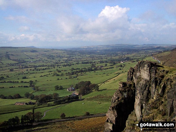 Walk s104 The Roaches from Five Clouds, Upper Hulme - The Cheshire Plain from The Roaches