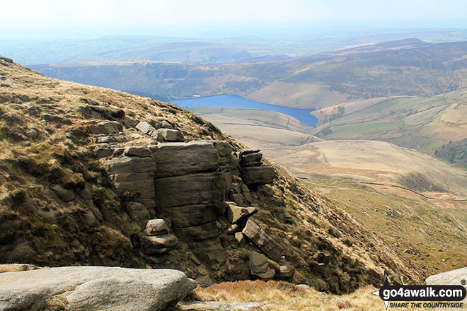 Walk d135 Kinder Downfall from Birchin Clough - Kinder Reservoir from Kinder Downfall