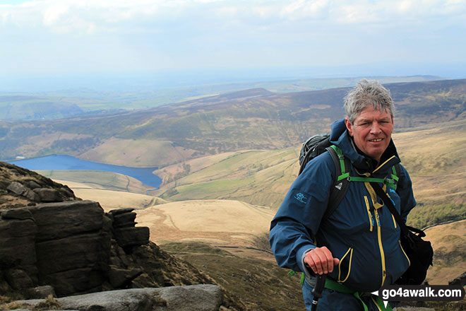 Walk d135 Kinder Downfall from Birchin Clough - Me on Kinder Downfall with Kinder Reservoir behind