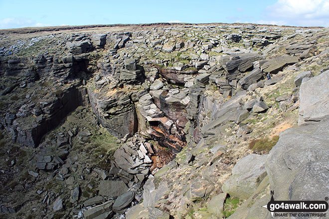 Walk d156 Kinder Low (Kinder Scout), Brown Knoll (Edale), South Head (Hayfield) and Mount Famine from Bowden Bridge, Hayfield - Kinder Downfall