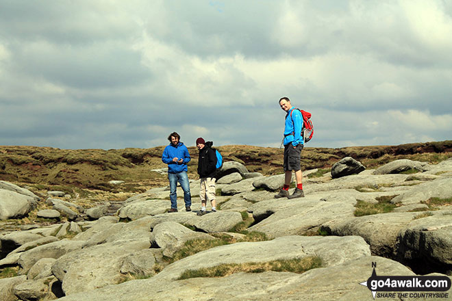 Walk d170 Kinder Downfall and Kinder Low from Bowden Bridge, Hayfield - Rob, Big Truck and Carl at the top of Kinder Downfall