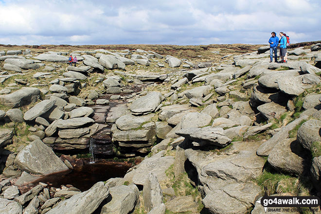 Walk d170 Kinder Downfall and Kinder Low from Bowden Bridge, Hayfield - Rob, Big Truck and Carl at the top of Kinder Downfall