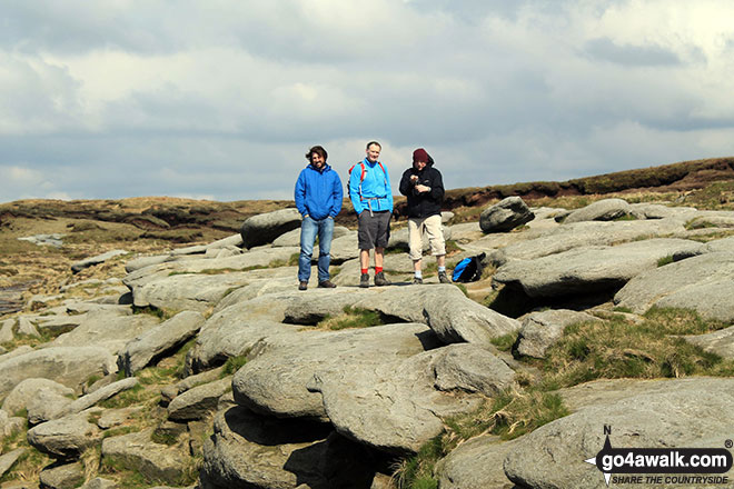 Walk d135 Kinder Downfall from Birchin Clough - Rob, Big Truck and Carl at the top of Kinder Downfall