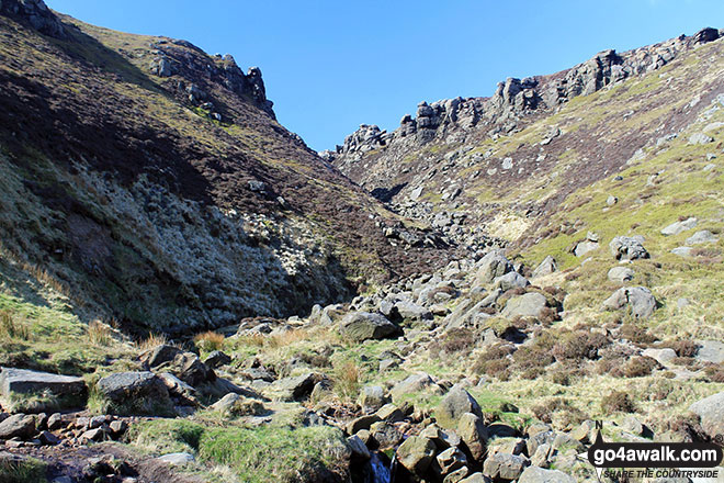 Walk d186 Kinder Scout and Kinder Downfall from Bowden Bridge, Hayfield - Grindsbrook Clough