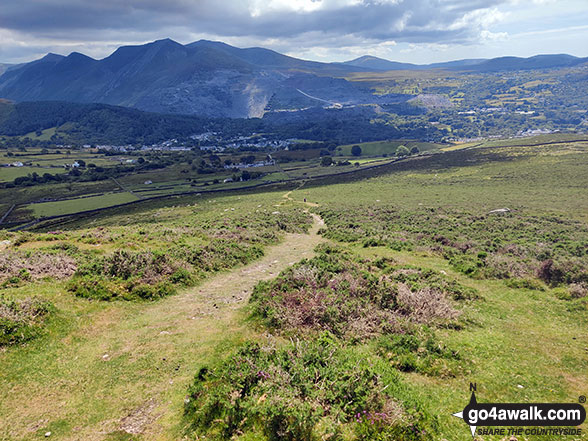 Walk gw160 Gyrn (Llanllechid) and Moel Wnion from Rachub - Bethesda and The Snowdon Mountains from Moel Faban