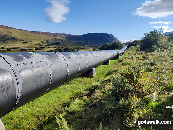 The Llyn Cowlyd Reservoir pipeline with Creigiau Gleision beyond