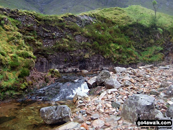 Walk h179 Stob Coire Raineach (Buachaille Etive Beag) and Buachaille Etive Beag (Stob Dubh) via Lairig Gartain from The Pass of Glencoe - The River Coupall in Lairig Gartain