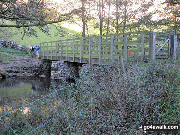 Walk d153 Mill Dale, Wolfscote Dale, Biggin Dale, Biggin and The Tissington Trail from Tissington Station - Footbridge over the River Dove in Upper Wolfscote Dale