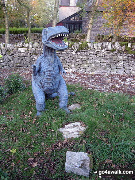 Walk s231 Wolfscote Dale and The River Dove from Alstonefield - Baby Tyrannosaurus Rex Dinosaur in Alstonefield