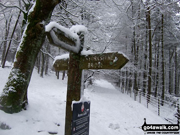 Walk d144 Winhill Pike (Win Hill) and Hope Cross from Yorkshire Bridge - Icy sign post on Winhill Pike (Win Hill) in heavy snow