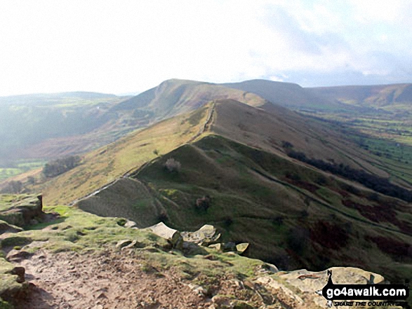 Hollins Cross, Mam Tor and Lord's Seat (Rushup Edge) from Back Tor (Hollins Cross)