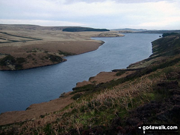 Walk sy134 Dead Edge End from Winscar Reservoir, Dunford Bridge - Winscar Reservoir from above Little Grains Clough