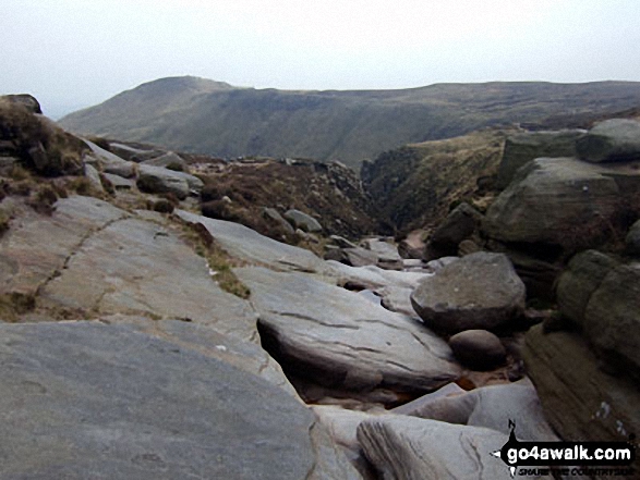 Walk d296 Jacob's Ladder and Kinder Scout from Edale - At the top of Grindsbrook Clough with Grindslow Knoll (Kinder Scout) in the distance