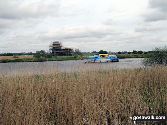 Walk nf117 The River Bure from South Walsham Broad (Pilson Green) - St Benet's Abbey Drainage Mill on the other side of the River Bure