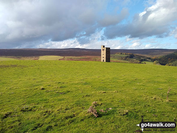 Walk sy104 Lodge Moor (Ughill Moors) from Strines Reservoir - The tower on Sugworth Edge above Strines Reservoir