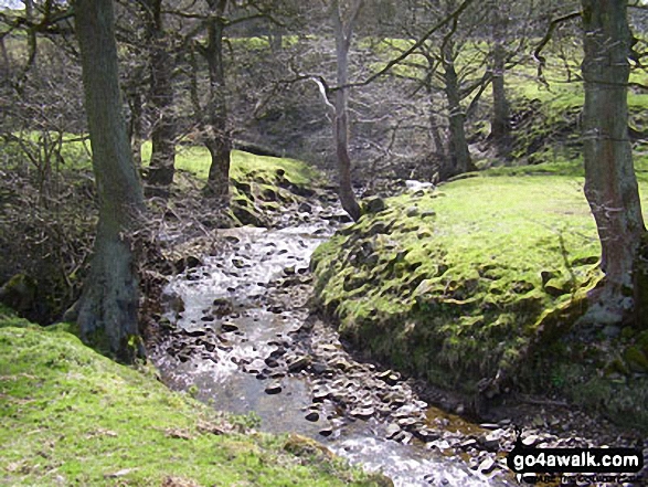 Walk l119 Bedding Hill Moor and Wycoller from Trawden - Colne Water, Wycoller village