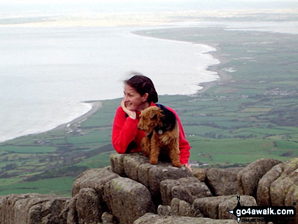 Catrin With Anni The Welsh Terrier on Bwlch Mawr in North Wales Gwynedd Wales