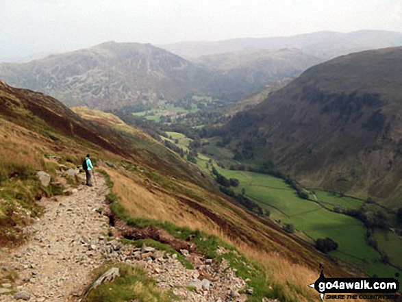 Place Fell, Grisedale and the lower slopes of St Sunday Crag (right) from below Hole-in-the-Wall