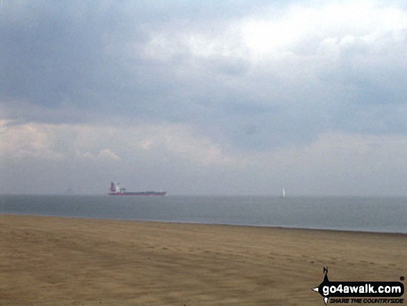 Walk ey119 Spurn Head from Kilnsea - Ships in The Mouth of the Humber, Spurn Head