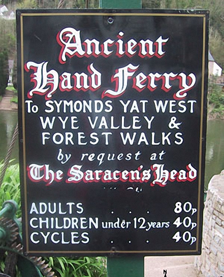 Walk gl130 The Suck Stone from Symonds Yat - Details of the Ancient Hand Ferry across the The River Wye at Symonds Yat