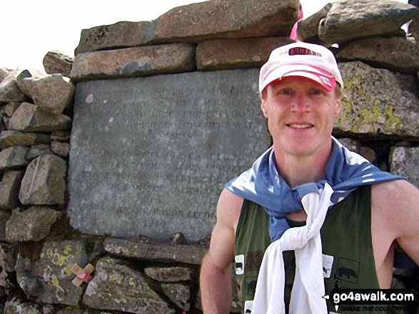 Walk c416 Scafell Pike from The Old Dungeon Ghyll, Great Langdale - On summit of Scafell Pike in May 2010