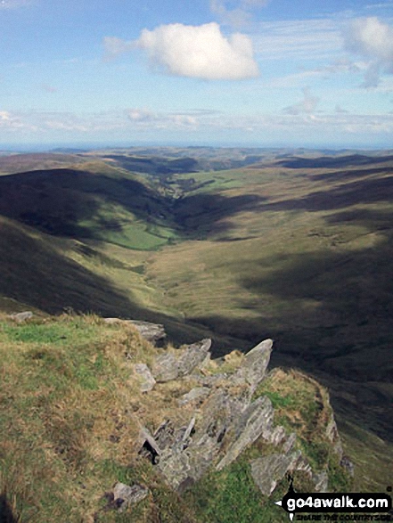 Walk dn155 Pen Bwlch Llandrillo Top, Cadair Bronwen and Cadair Berwyn from Landrillo - Pantre and Nant Cwm-llawerrog from Cadair Bronwen