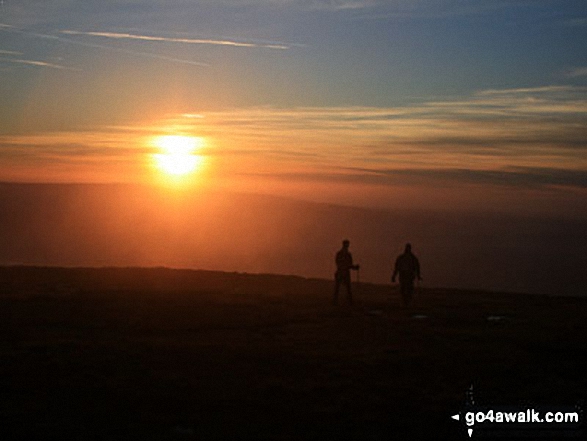 Walk ny101 The Yorkshire Three Peaks from Horton in Ribblesdale - Sunset from the summit of Ingleborough