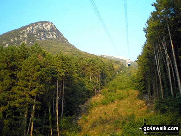 Cime di Ventrar and the Monte Baldo Cable Car on the lower slopes of Monte Baldo 