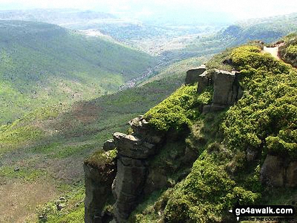 Crowden Great Brook and Crowden from Black Chew Head (Laddow Rocks) 