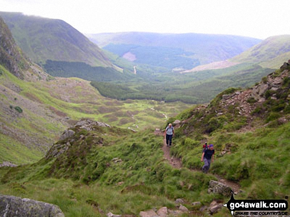 Ascending Corrie of Fee with Erne Craigs (left) 