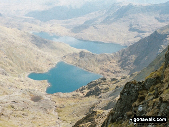 Walk gw117 Snowdon and Yr Aran via The Watkin Path from Bathania, Nantgwynant - Glas Llyn from Snowdon (Yr Wyddfa)