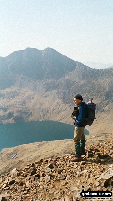 Walk gw153 Crib Goch from Pen y Pass - Lynn Llydaw with Y Lliwedd beyond from Crib Goch