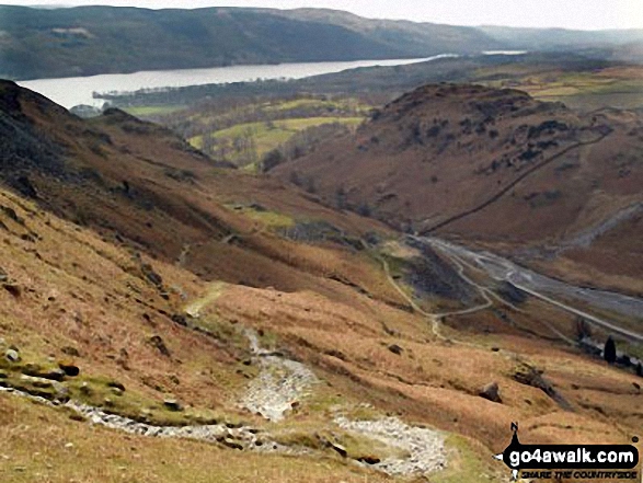 Walk c167 Wetherlam and Swirl How from Low Tilberthwaite - Coniston Water from Hole Rake below Wetherlam