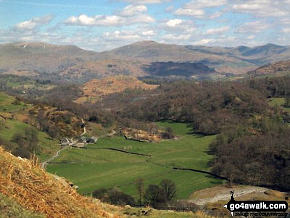 Walk c149 The Yewdale Fells from Coniston - Looking down into Tilberthwaite from Hole Rake below Wetherlam