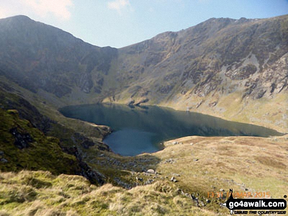 Craig Cwm Amarch and Cadair Idris (Penygadair) above Llyn Cau from the Minffordd Path near Craig Lwyd