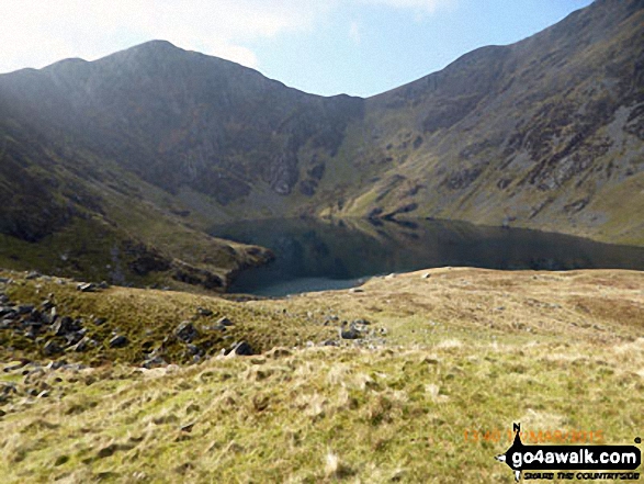 Craig Cwm Amarch (left) and Craig Cau above Llyn Cau from the Minffordd Path near Craig Lwyd