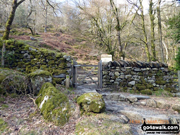 Walk gw103 Cadair Idris (Penygadair), Cyfrwy and Gau Graig via The Minffordd Path - Gate at the start of the Minffordd Path